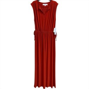 Emma & Michele NWT Sleeveless Maxi Dress Womens Medium Rust Red Orange V-Neck